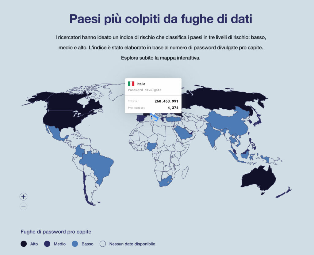 Paesi più colpiti da fughe di dati